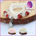 Nature pink agate bracelet ,Tibetan silver white agate cat eye fashion beaded bracelet